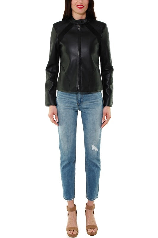 Guess Donna giacca biker in ecopelle nero