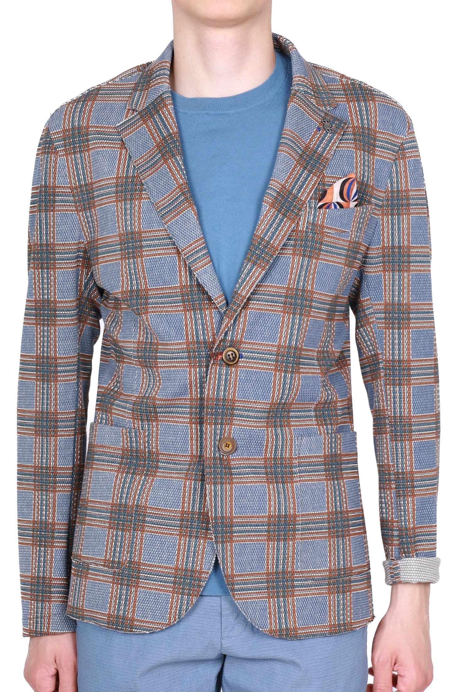 Bob giacca blazer a quadri azzurro