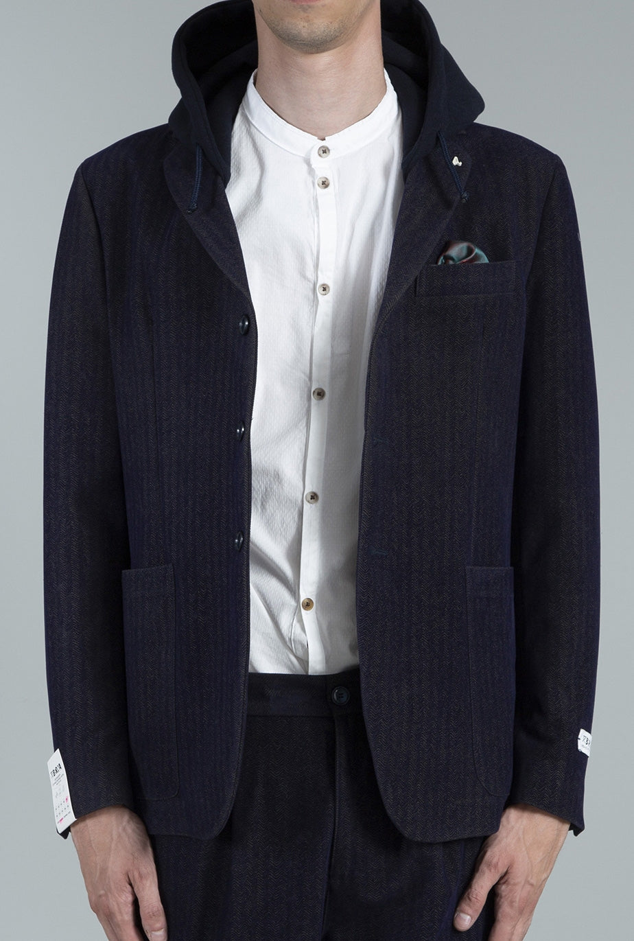 Berna giacca blazer con cappuccio blu