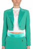 GIACCA BLAZER CORTA CON REVERS DI RASO VERDE