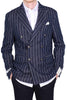 GIACCA BLAZER DOPPIOPETTO GESSATA BLU