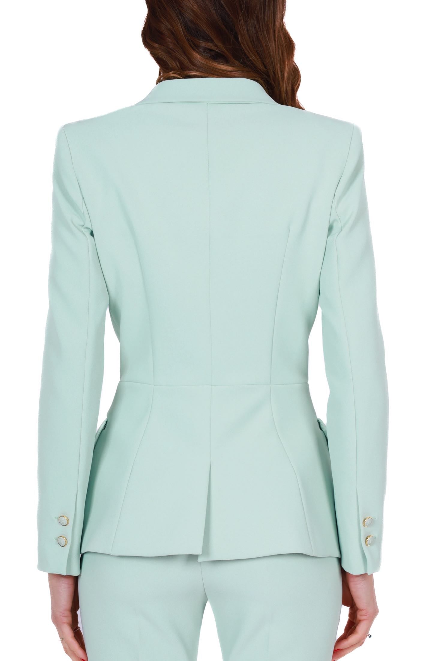 Elisabetta Franchi giacca blazer doppiopetto in crÈpe verde