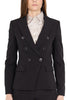 DOUBLE BREASTED BLAZER JACKET IN BLACK TECHNICAL FABRIC