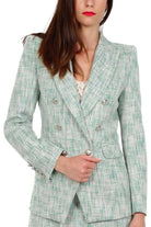 Vicolo giacca blazer doppiopetto in tweed verde