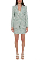 Vicolo giacca blazer doppiopetto in tweed verde