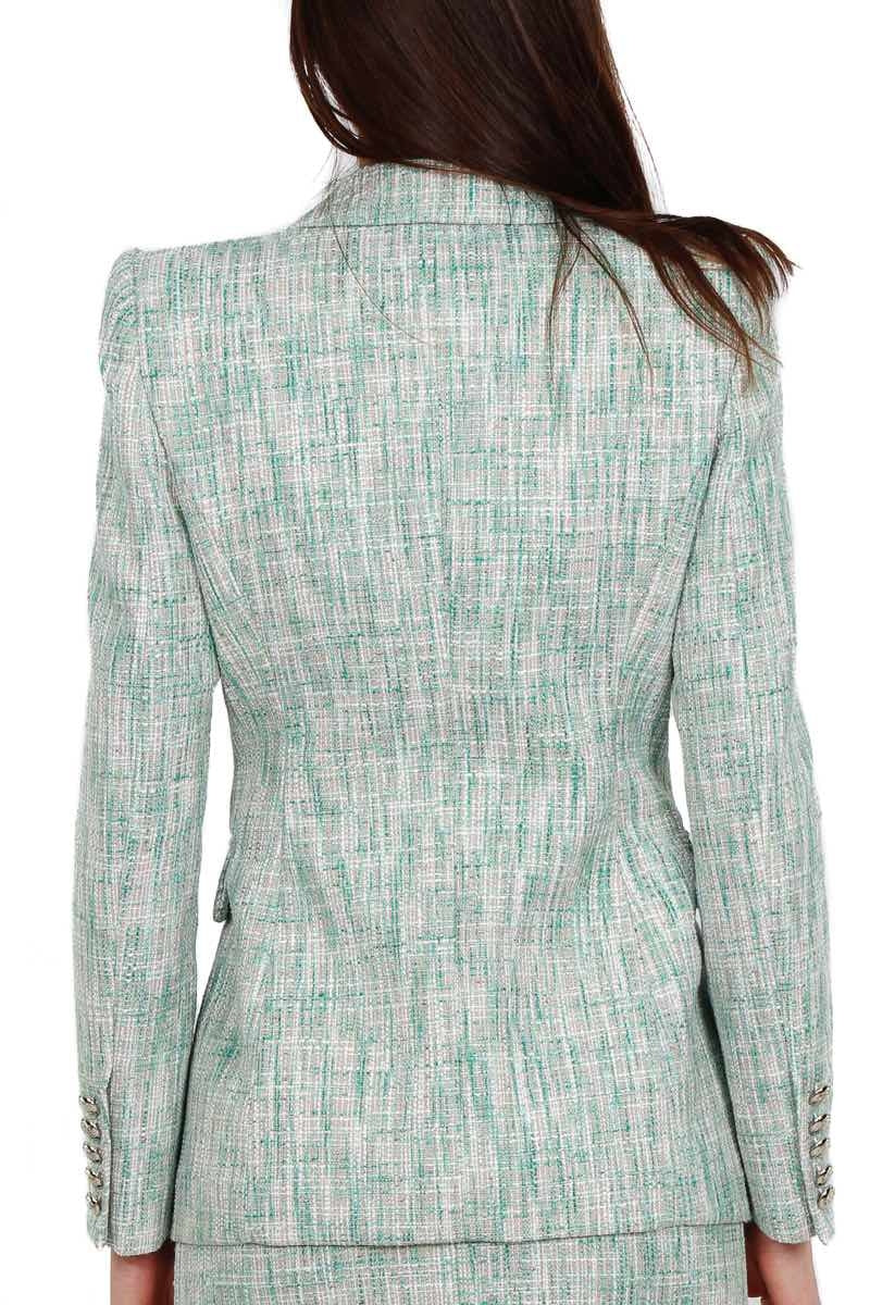 Vicolo giacca blazer doppiopetto in tweed verde