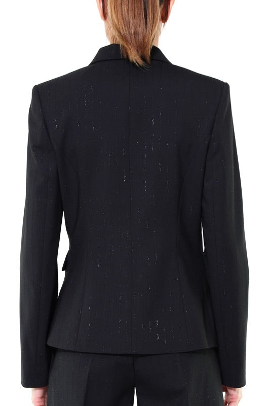 Pinko giacca blazer gessato con bande glitter nero