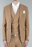 Berna giacca blazer in cotone con bordi sfrangiati cammello