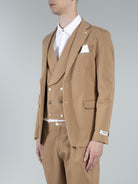 Berna giacca blazer in cotone con bordi sfrangiati cammello