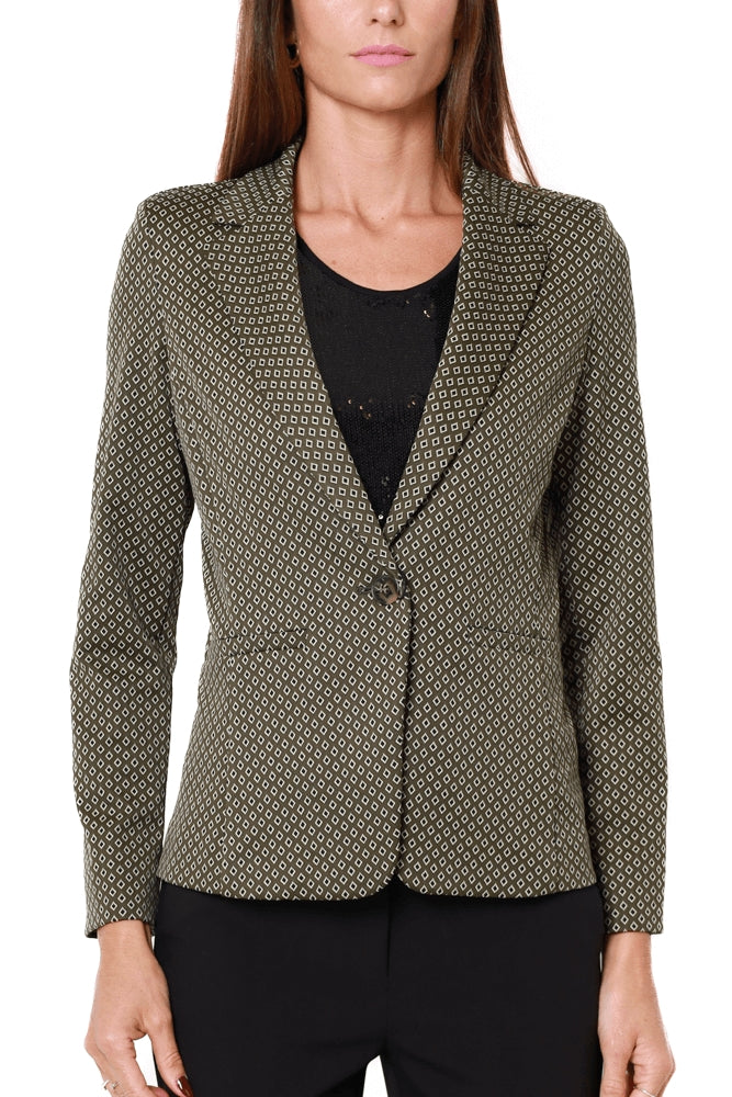 Emme Marella giacca blazer in jersey fantasia verde