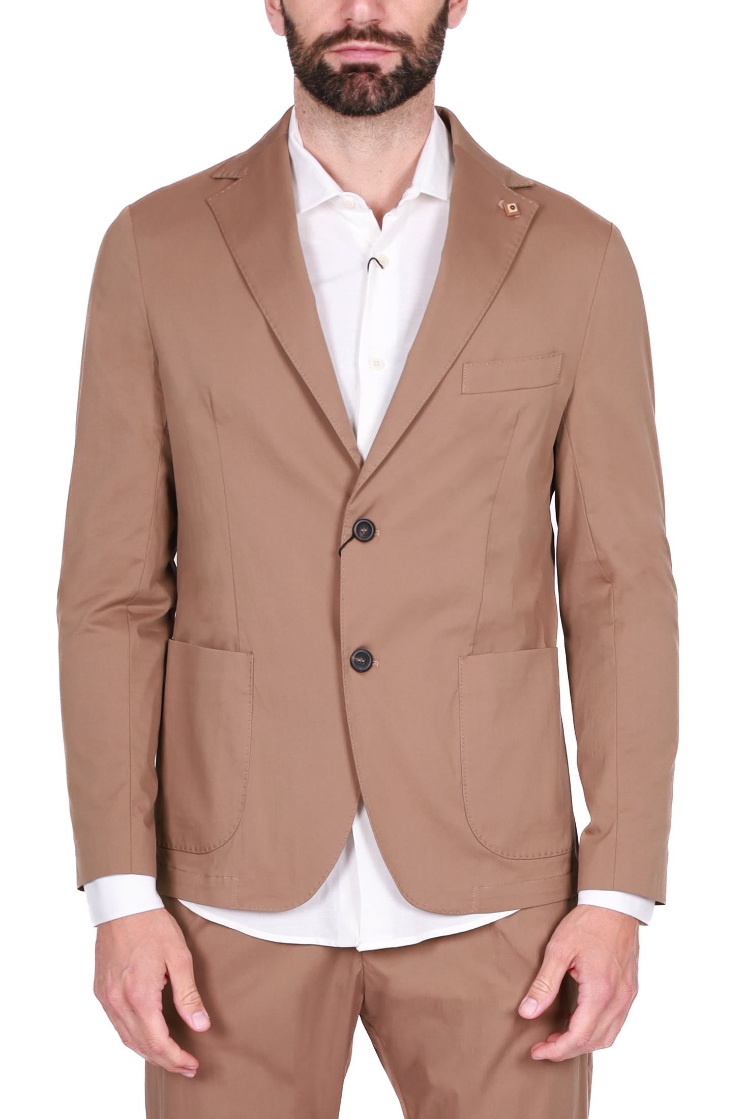 Outfit giacca blazer in punto milano cammello