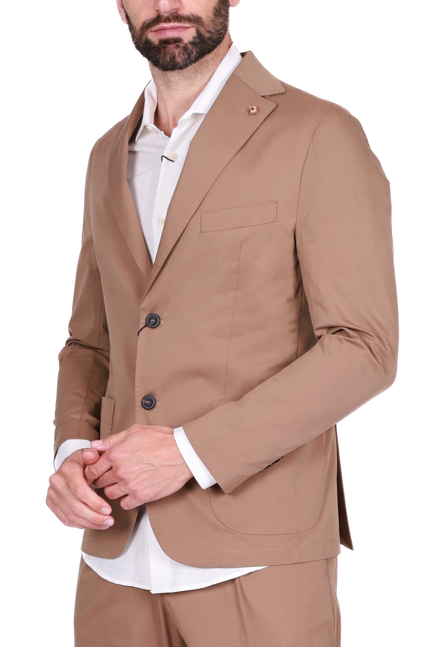 Outfit giacca blazer in punto milano cammello