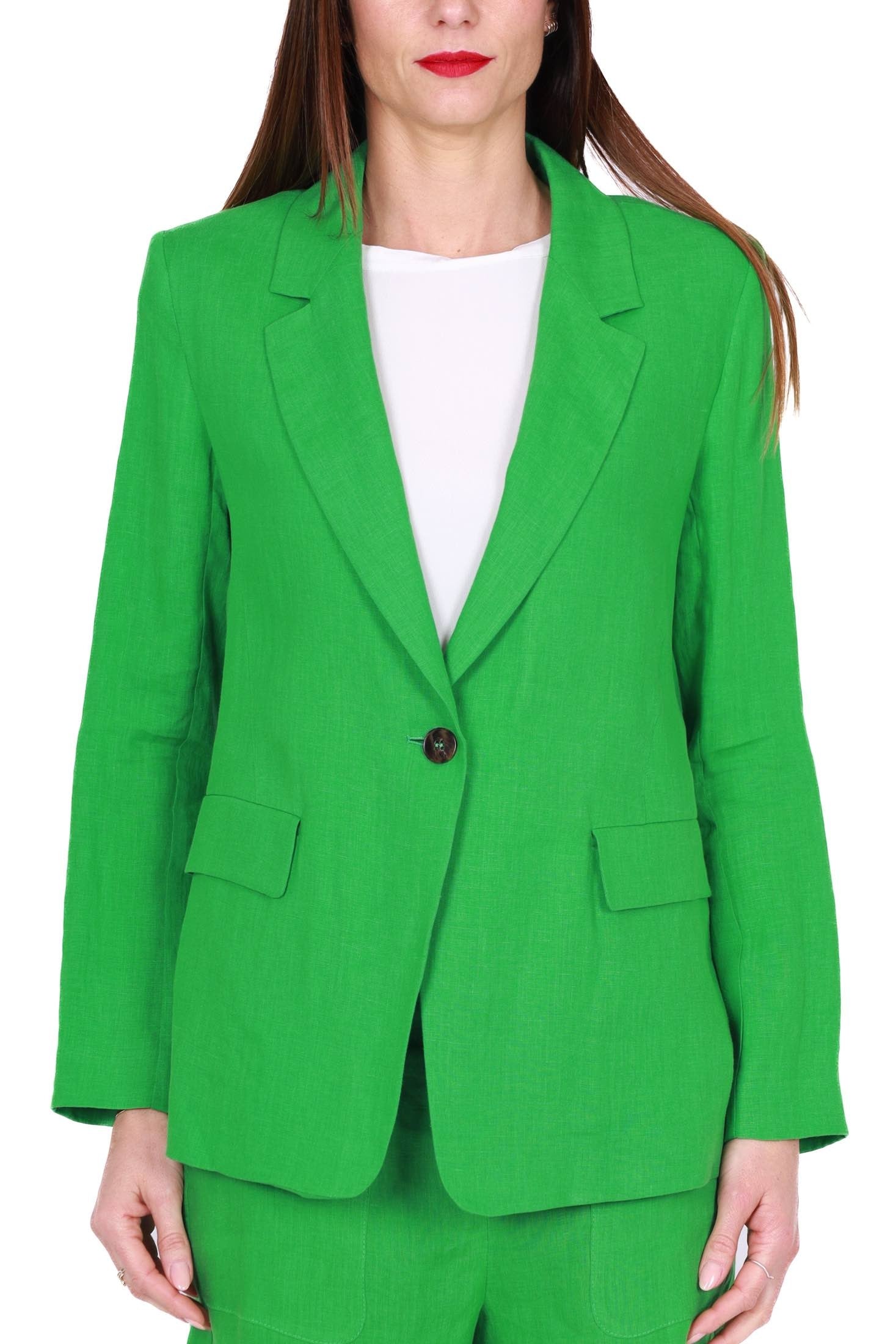 Emme Marella giacca blazer in puro lino verde