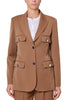 CAMEL STRETCH FABRIC BLAZER JACKET