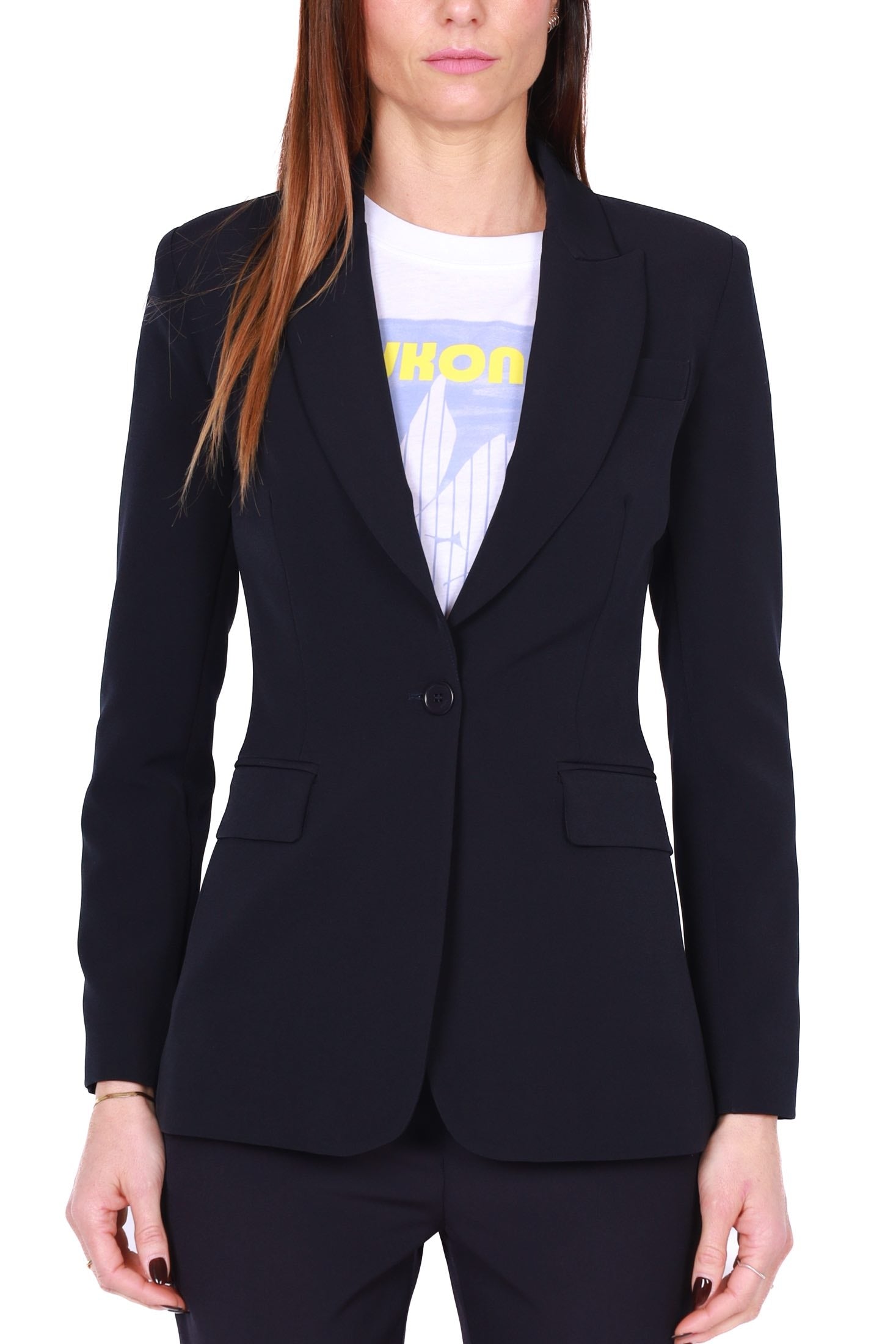 Liu Jo White giacca blazer in tessuto tecnico blu