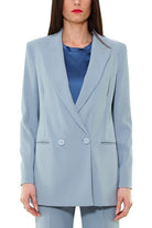 Pinko giacca blazer lunga in crepe stretch azzurro