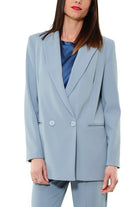 Pinko giacca blazer lunga in crepe stretch azzurro