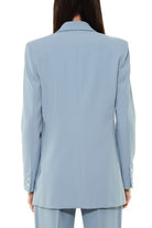 Pinko giacca blazer lunga in crepe stretch azzurro