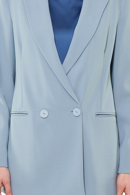 Pinko giacca blazer lunga in crepe stretch azzurro