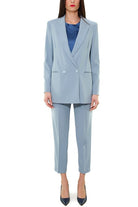 Pinko giacca blazer lunga in crepe stretch azzurro