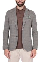 Bob giacca blazer monopetto in jersey micro fantasia marrone