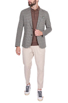 Bob giacca blazer monopetto in jersey micro fantasia marrone