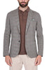 BROWN MICRO PATTERN SINGLE BREASTED JERSEY BLAZER JACKET