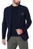 BLUE STRETCH JERSEY SINGLE BREASTED BLAZER JACKET