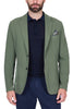 SINGLE BREASTED BLAZER JACKET IN GREEN STRETCH JERSEY