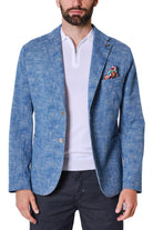 Bob giacca blazer monopetto in misto cotone stretch bluette