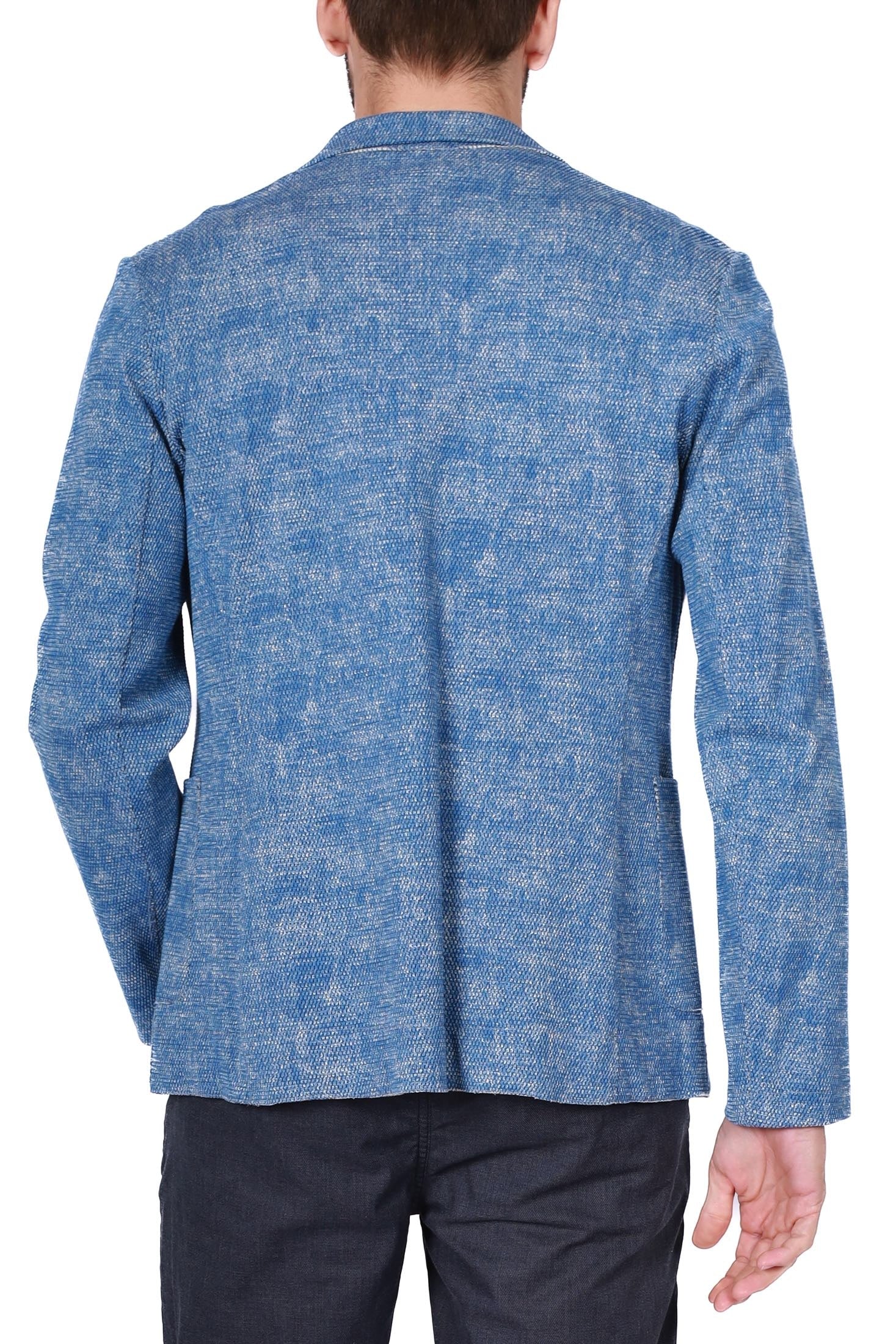 Bob giacca blazer monopetto in misto cotone stretch bluette