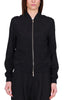 BLACK VISCOSE FABRIC BOMBER JACKET