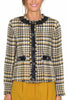 YELLOW HOUNDSTOOTH CREW NECK SHORT JACKET