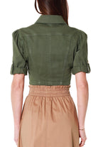 Kocca giacca cropped in bull denim verde