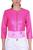 FUCHSIA ECO-LEATHER CROPPED JACKET