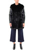 BLACK ECO FUR JACKET WITH ECO LEATHER SLEEVES