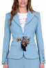 ELEGANTE JACKE MIT BLAUER SCHLEIFE