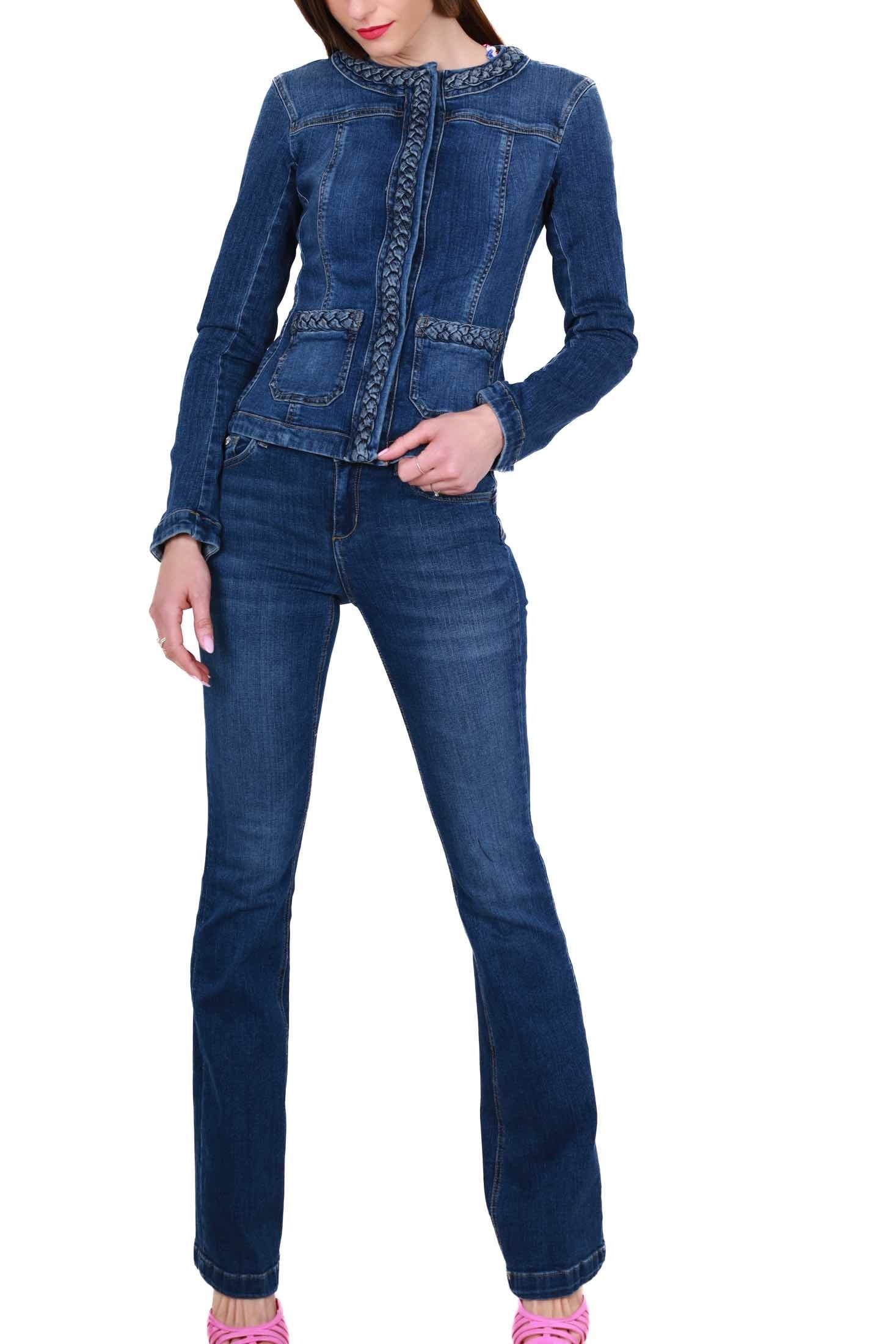 Blu Denim giacca girocollo in denim blu