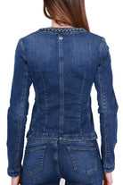 Blu Denim giacca girocollo in denim blu