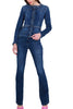 JACKE MIT RUNDHALS AUS BLAUEM DENIM