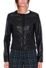 BLACK ECO-LEATHER CREW NECK JACKET