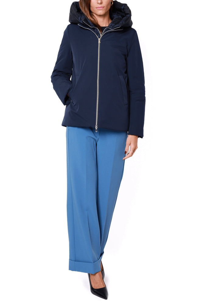 Emme Marella giacca invernale donna corta con cappuccio blu