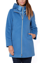 Emme Marella giacca invernale donna in panno con cappuccio blu