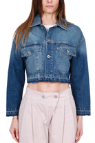 Please giacca jeans cropped blu