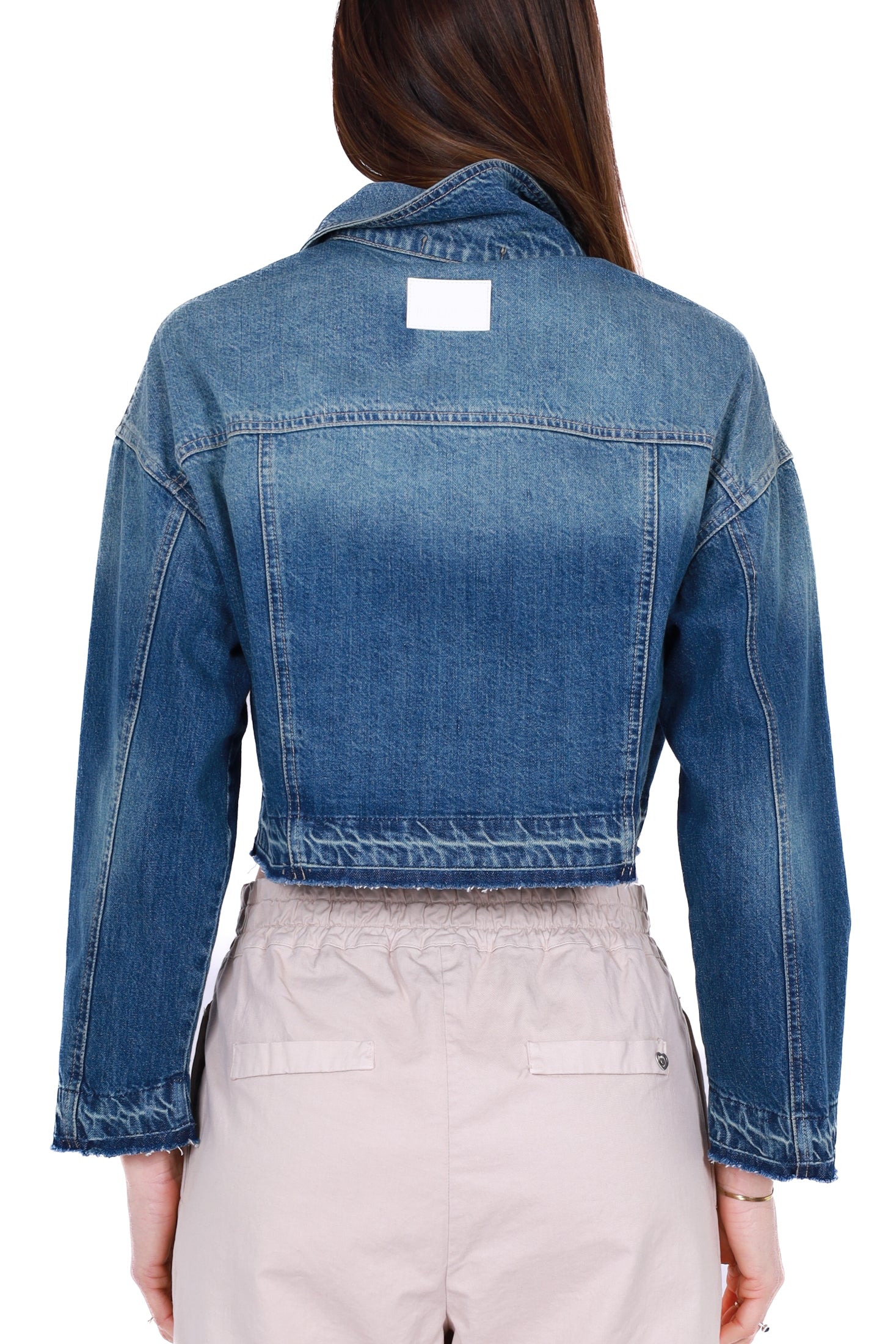 Please giacca jeans cropped blu