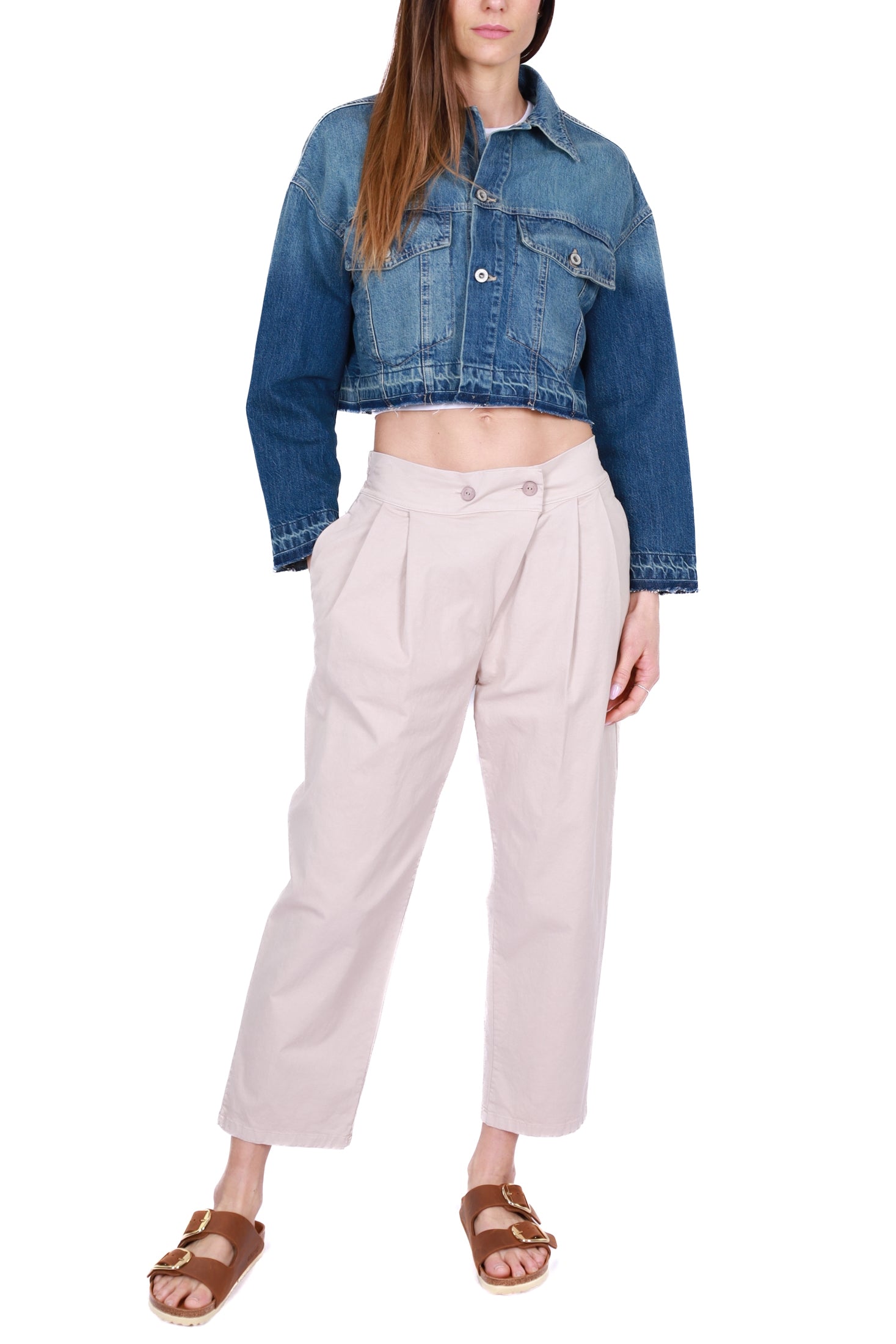 Please giacca jeans cropped blu