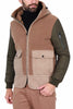 CAMEL NYLON AND FLEECE HOODED JACKET