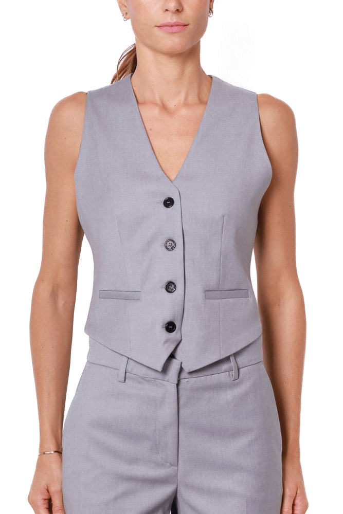 Liu Jo White gilet donna in tessuto twill stretch grigio