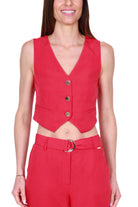 Liu Jo White gilet in misto lino rosso