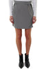 SHORT PIED DE POULE SKIRT WITH BLACK ECO-LEATHER INSERTS